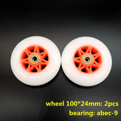 Колеса скутера 100 мм PU колеса 2 шт./лот подшипник ABEC-9 - Цвет: 100 mm