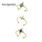 Wild  Бесплатная доставка, новый комплект геометрической формы, в стиле бохо каменные кольца для Для женщин Нержавеющаясталь золото стекируемые палец кольцо синий Geen белые каменные украшения