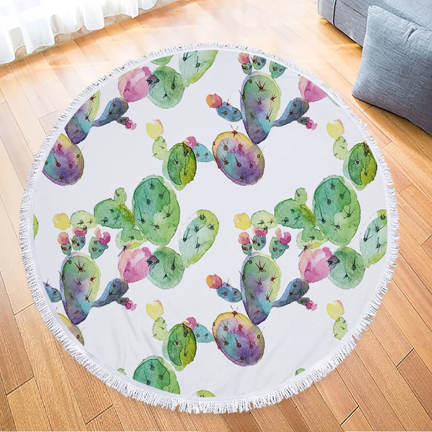 Кактус цветочное круглое пляжное Полотенца цветы толстые душ банные полотенца