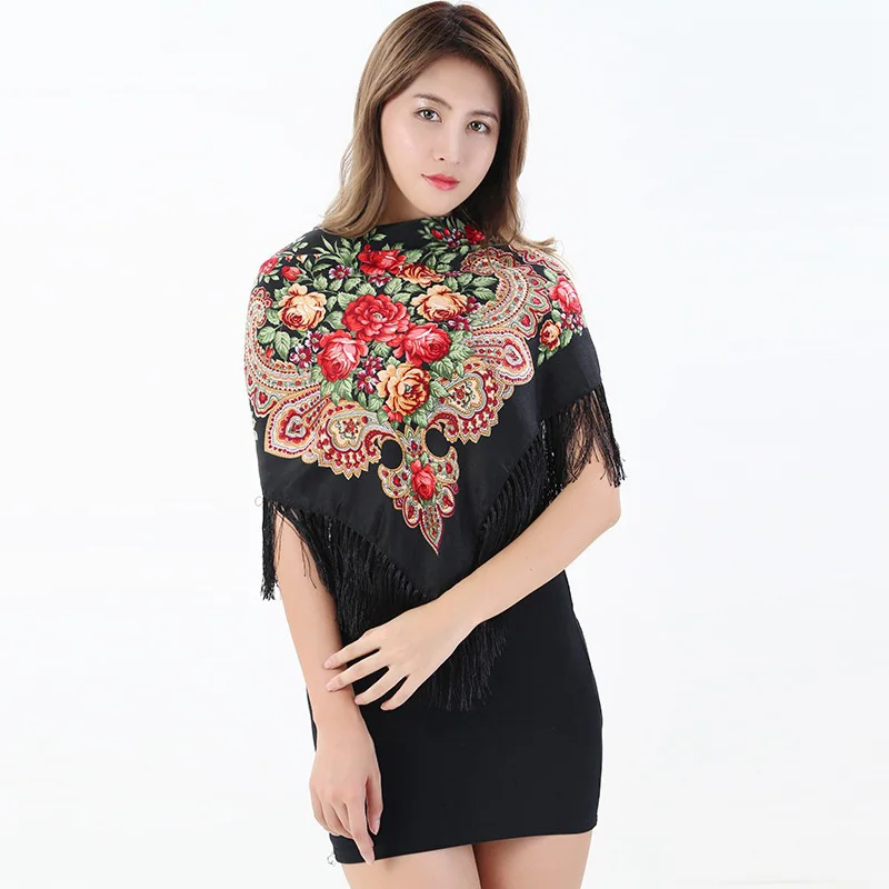 Русская шаль квадратная бабушка Пашмина женский зимний шарф головные повязки