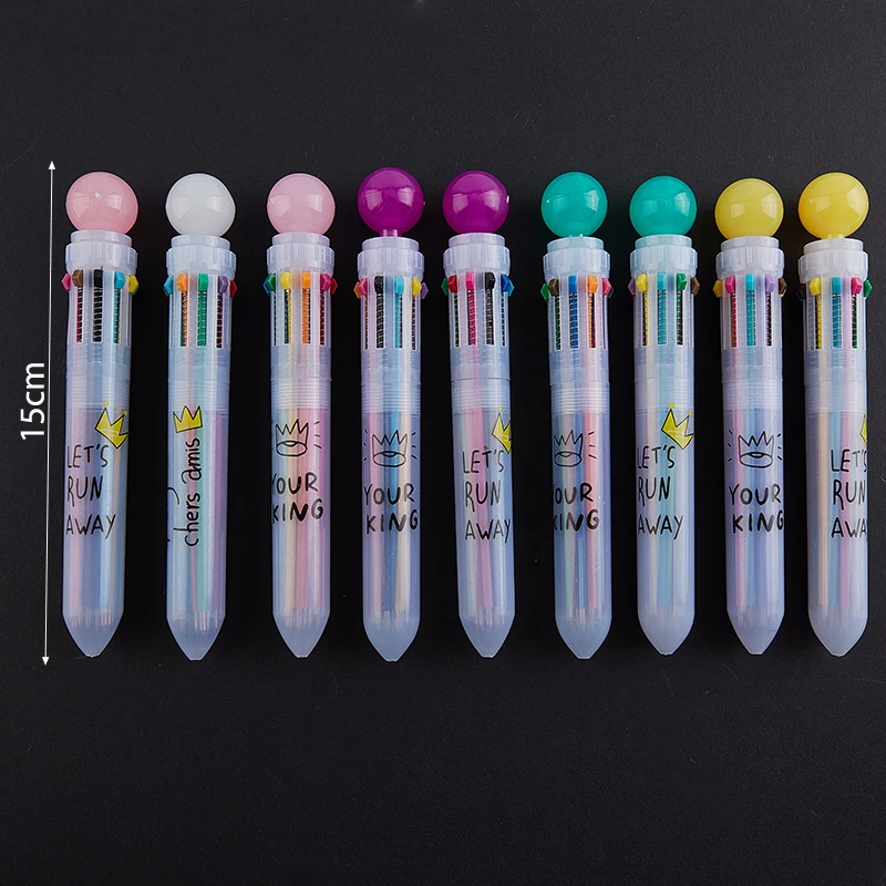 

Cute Candy Color Multi 10 Color In One Set Ballpoint Pen Writing Stationery