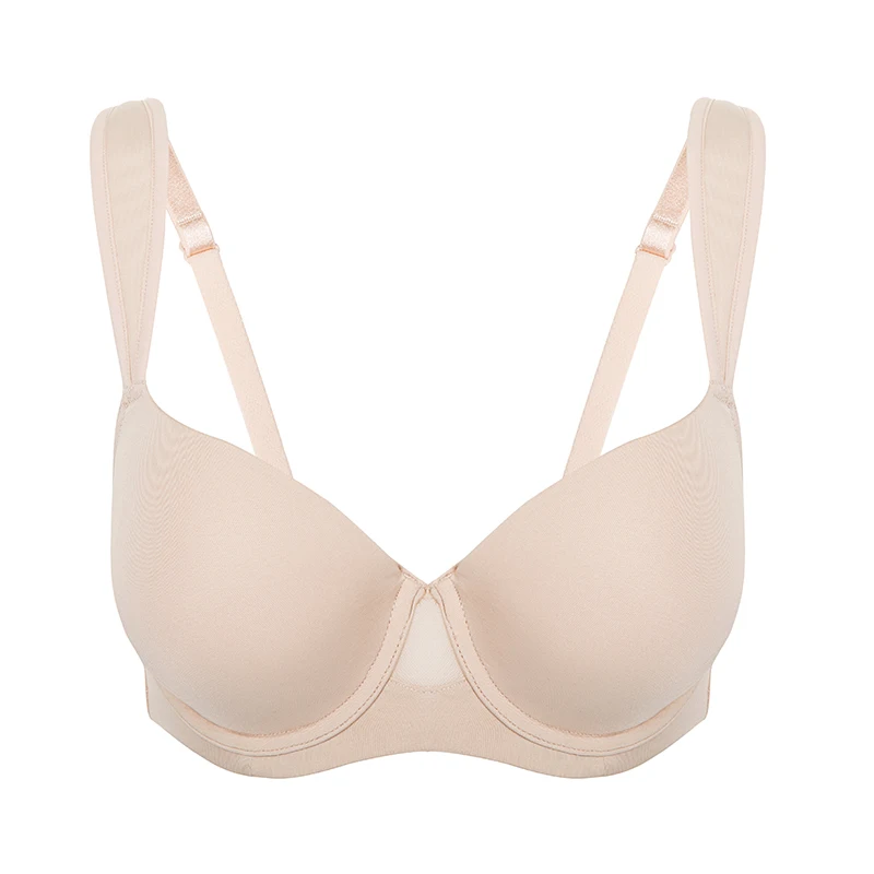 Women's Seamless Plus Size T Shirt Bra Lightly Padded Support Strap Underwire Contour 34-46 B-F