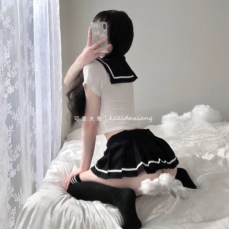 

Lolita Sexy Lingerie Cheer Learder Cosplay Costumes Jk Uniform Sleepwear Teddy Mini-Skirt Sailor Outfit Erotic Underwear Set