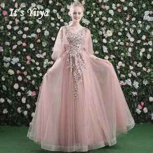 Длинное вечернее платье It's Yiiya, роскошные вечерние платья с V-образным вырезом, лето с аппликацией, отделкой бисером, размера плюс