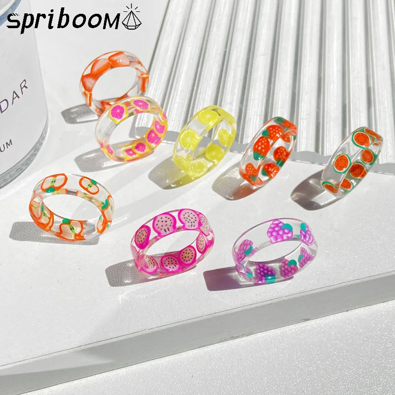 

Cute Romantic Fresh Fruits Rings for Women Girls Friends Gift Lovely Temperament Finger Ring Sweet Aesthetic Jewelry Accessories