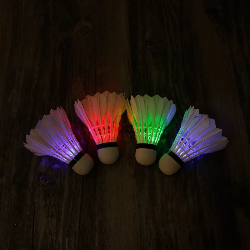 

4pcs Dark Night Colorful LED Badminton Shuttlecock Birdies Lighting Feather