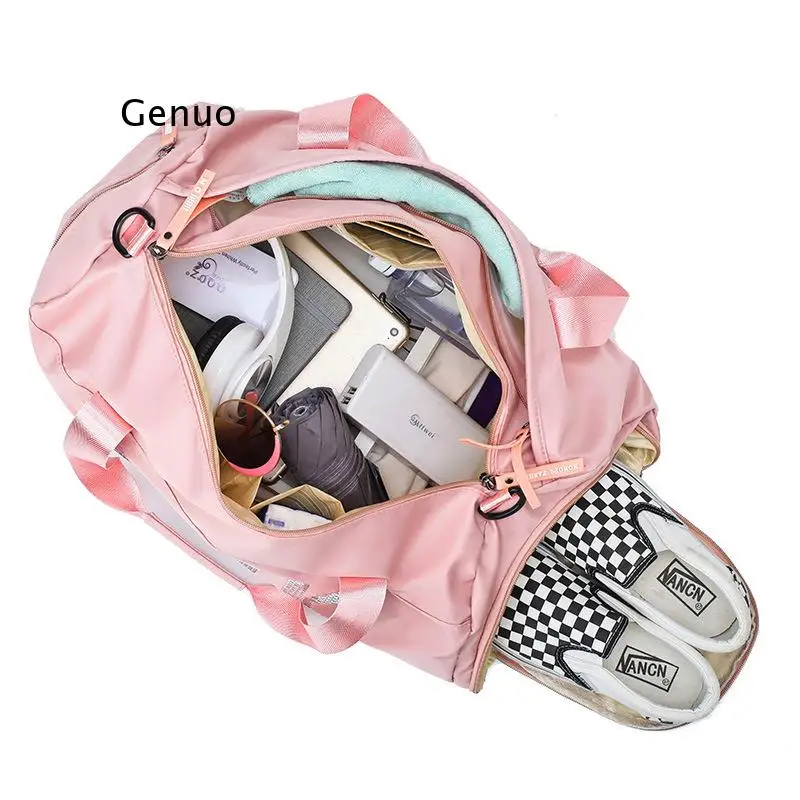

Sequins Pink Travel Bag Women Fitness Training Bag for Sports Gym Female Yoga Dry Wet Separation Shoes Bags