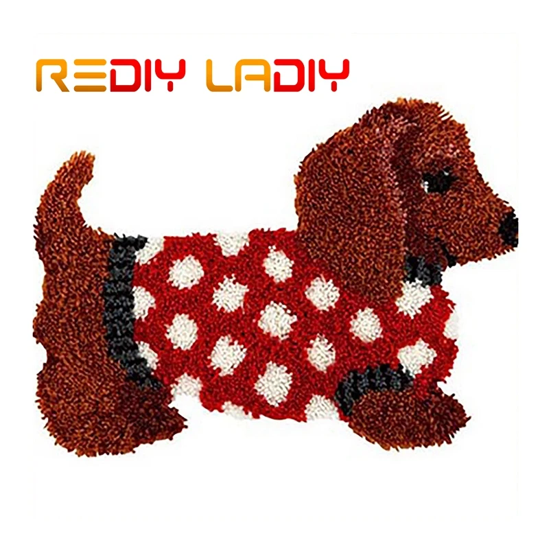 Крюк с защелкой ковер Наборы вяжущие крючком Ковер Щенок акриловая пряжа