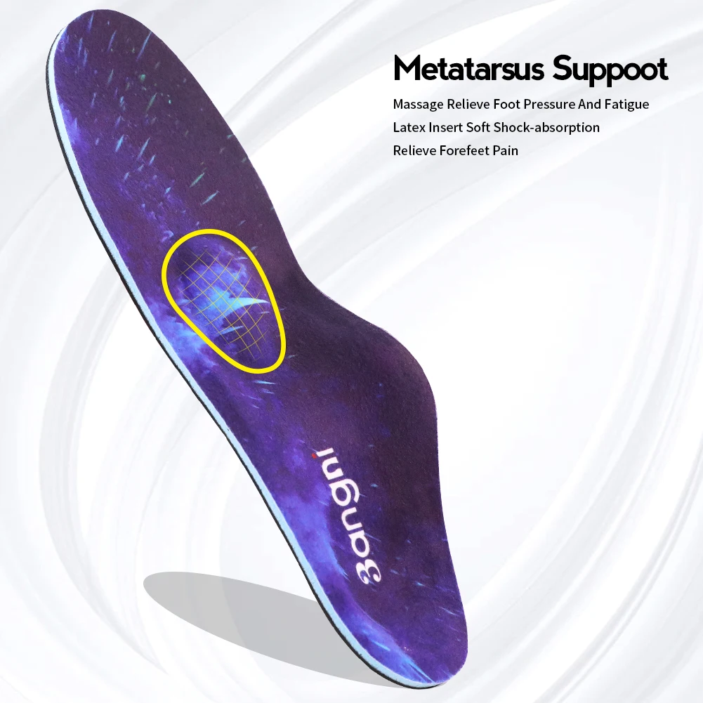 BANGNI Orthopedic Insoles for Severe Moderate Flat Feet Orthotic Arch Support Heel Pain Plantar Fasciitis Shoes Pad Men Women