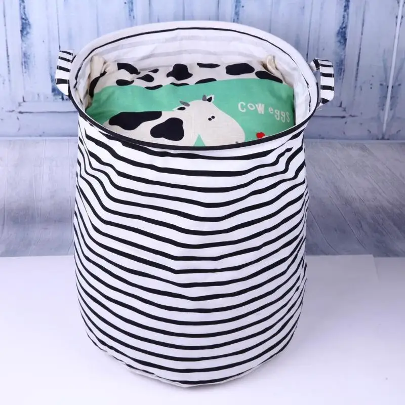 Portable Waterproof Folding Laundry Basket Canvas Clothes Storage Baskets Sundries Barrel Kids Toys Holder Organizer | Дом и сад