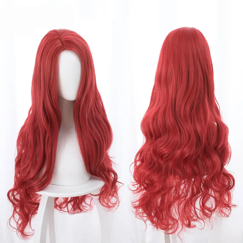 Movie Aquaman Heroine Hai Hou Mae La Red Side Long Curly Hair Cos Wig Anime Cosplay Game Fluffy Female Perform 85CM | Тематическая