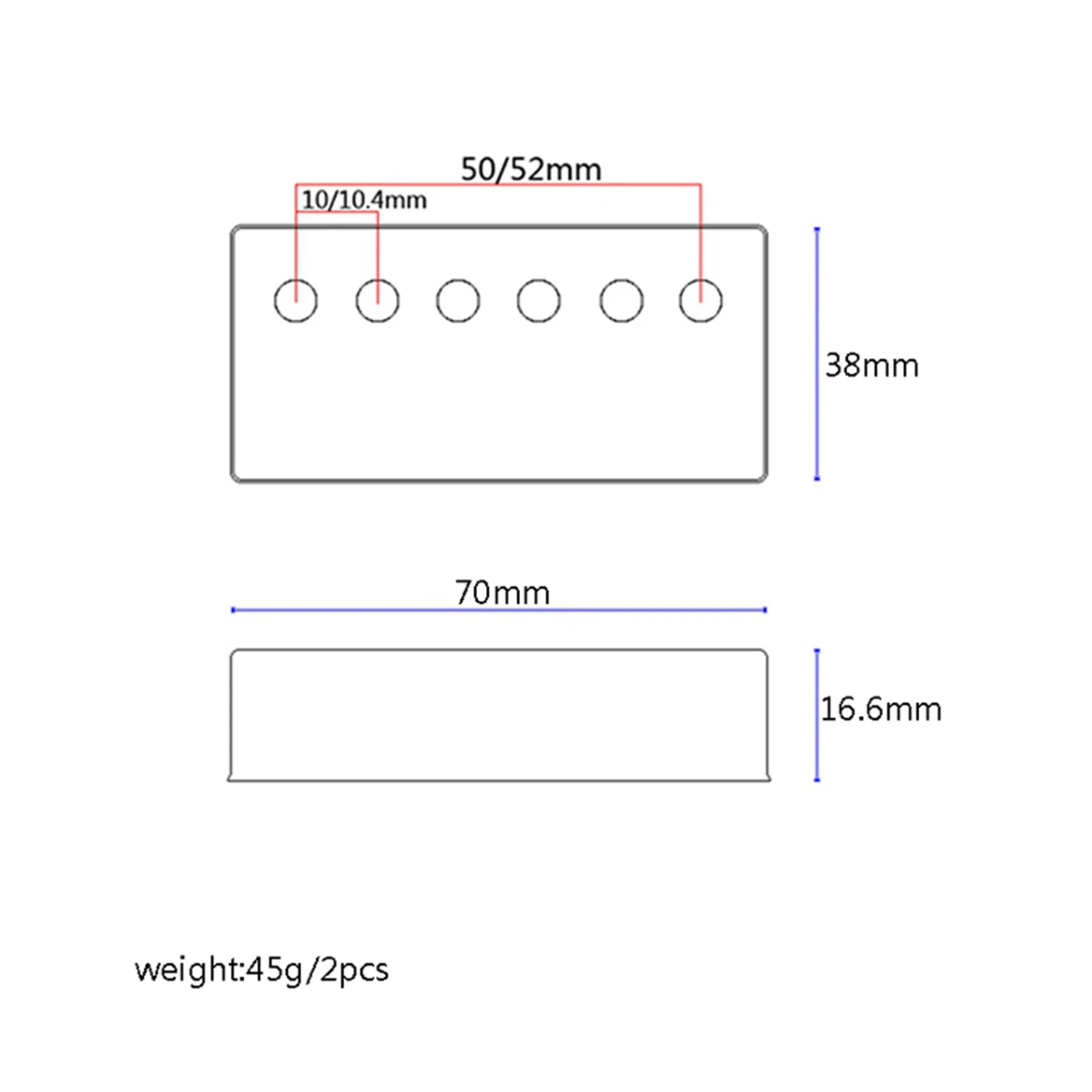 

2pcs 6-Hole Guitar Pickup Cover, Bridge and Neck Covers for Guitar Parts