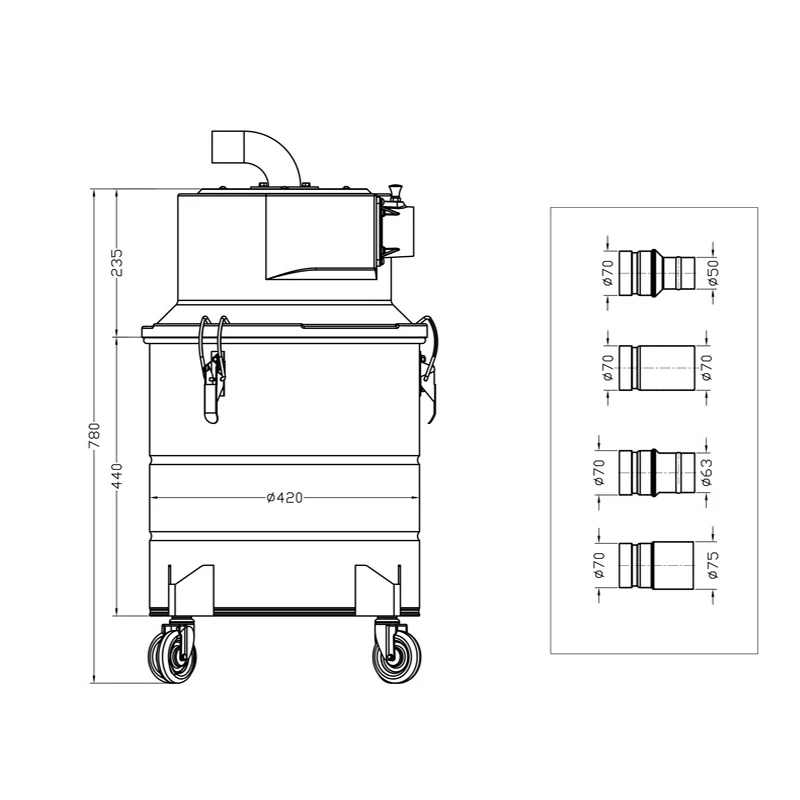 

Small Front Cyclone Separator Factory Workshop Dust Iron Filings Dust Removal Filter Dust Removal Cleaning Tools Bagging Type