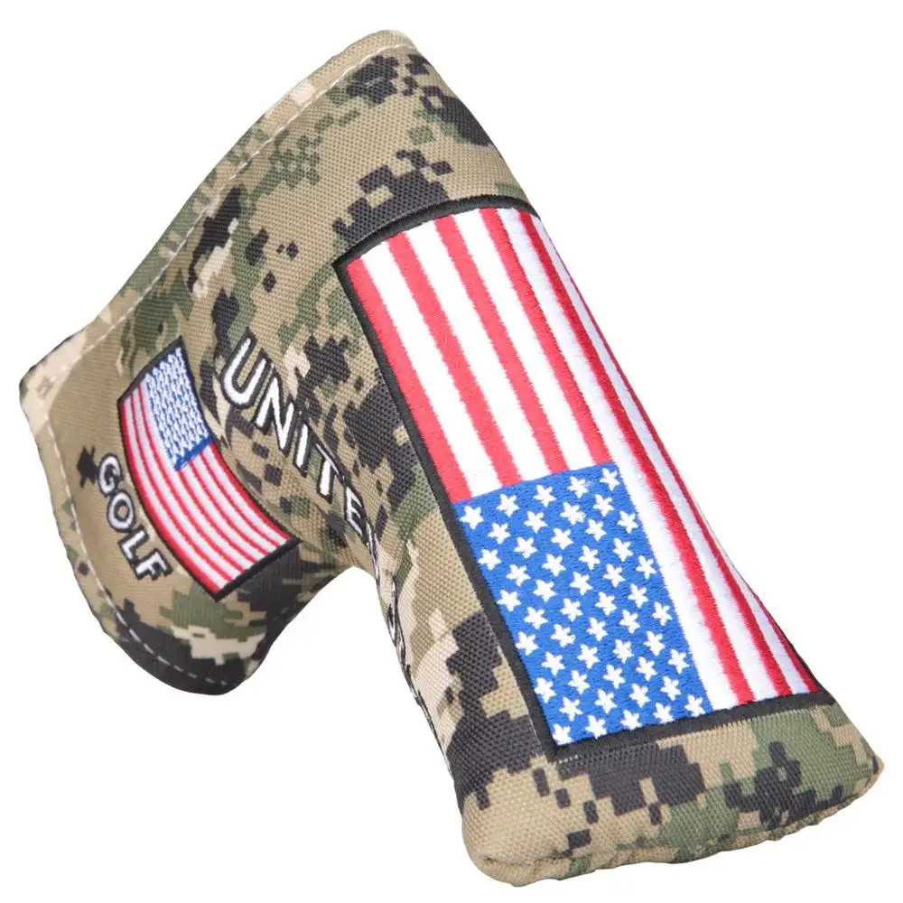 1pc Golf Club Putter Head Cover Camouflage Style with USA Flag Embroidery Blade | Спорт и развлечения
