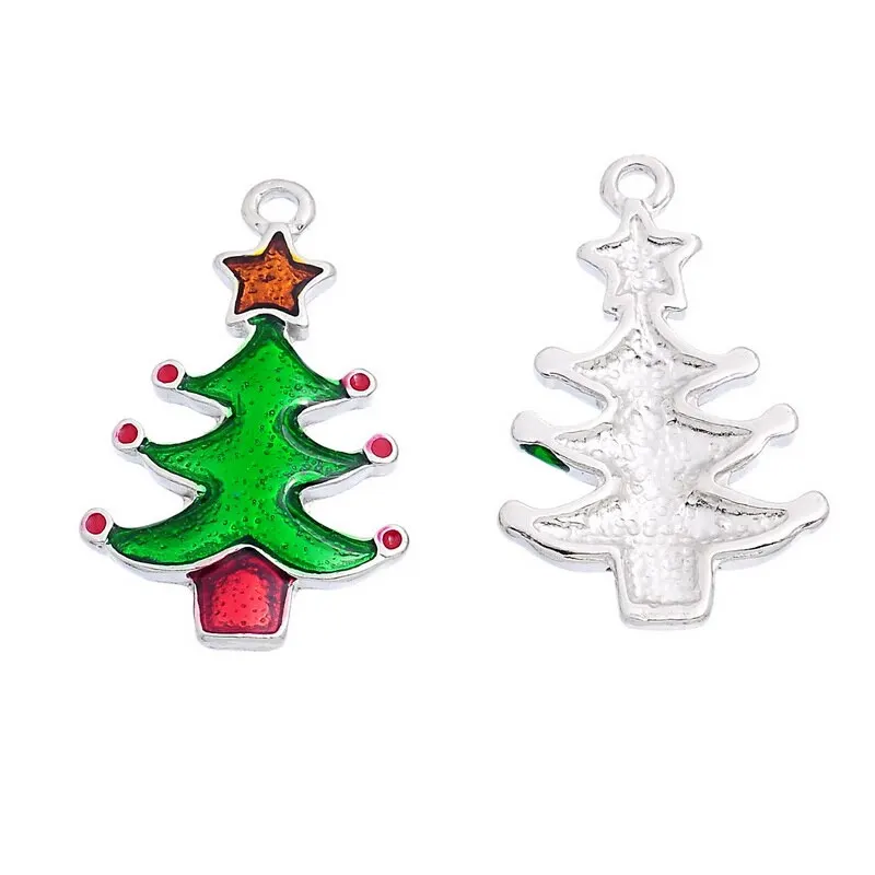 Dozzior New Year Metal Alloy Christmas tree snow Charm Decor Set Xmas Pendant Drop Ornaments Hanging Decoration | Дом и сад