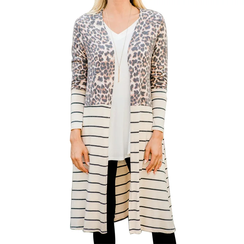 

Leopard Stripe Color Loose Coat