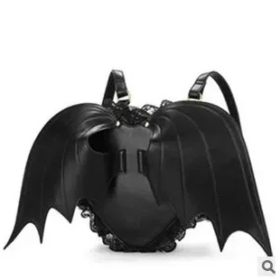 

Brand New Ladies Leisure INS HOT Vacation Halloween Cosplay Gothic Style Demon Bat Vampire Wings Black Women Backpack Girls Bags