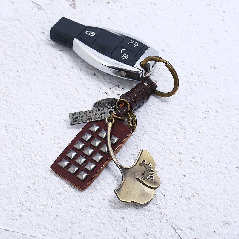 Винтажный брелок в виде листьев гинкго билоба подвеска на удачу для ключей