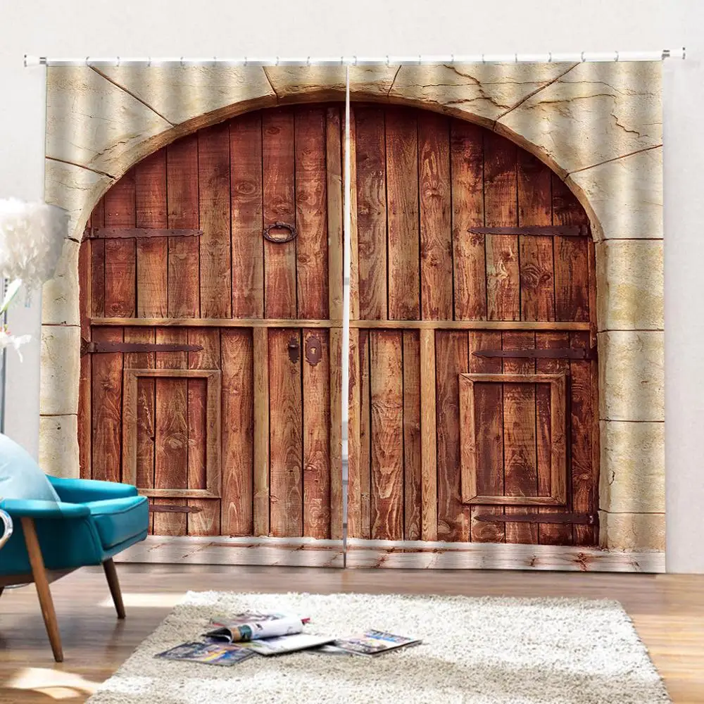 Европейские занавески с аркой на дверь коричневые для гостиной спальни Cortinas