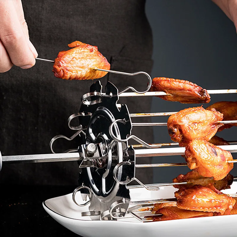 stainless steel rotating skewer system electric oven accessories fits for home any rotisserie grill rods do free global shipping