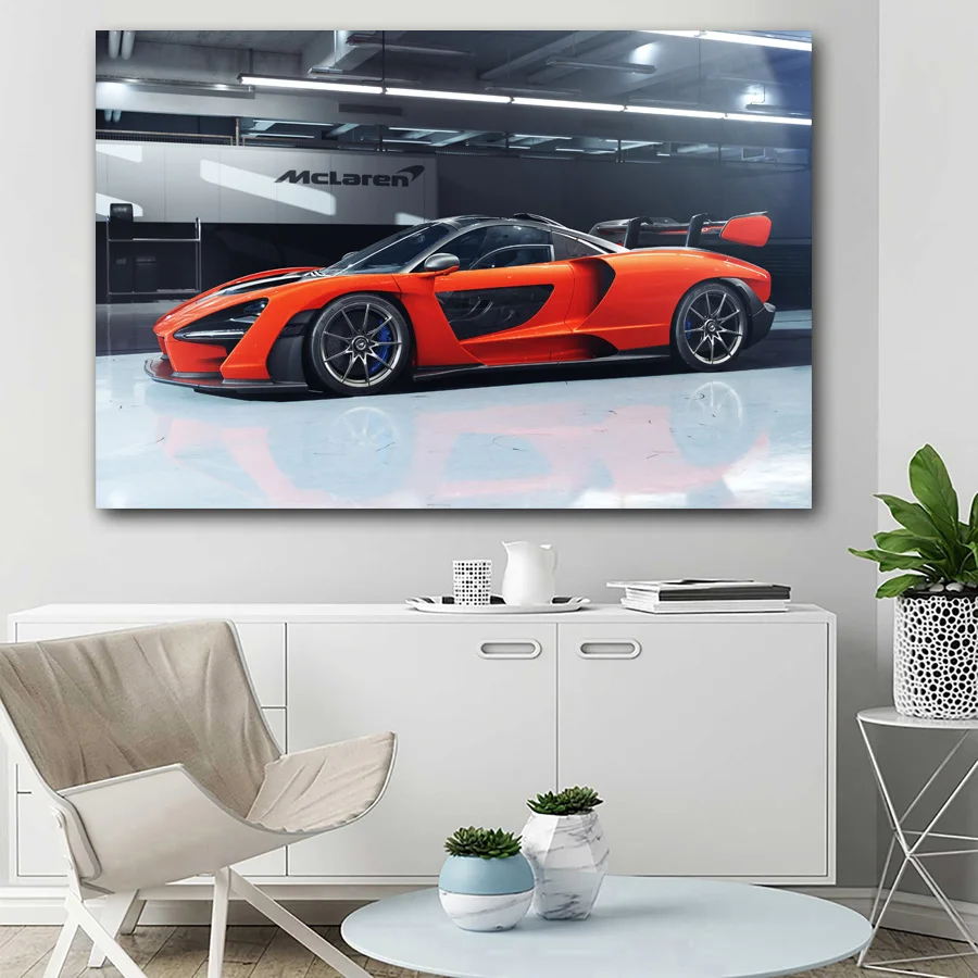 Плакаты и принты McLaren Senna красная автомобиль спортивный суперкар обои холст