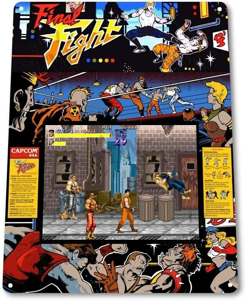 12 &quotX16&quot металлические знаки Окончательный бой Классический Capcom аркадный шатер