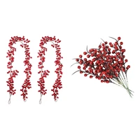 20 pcs artificial red berries fake flowers fruits berry stems 2 pcs 5 9feet red berry christmas garland