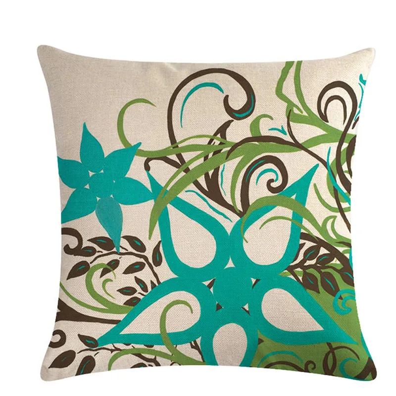 Наволочка для подушки Новое растение пять лепестков серии Лен 45*45 см диванное