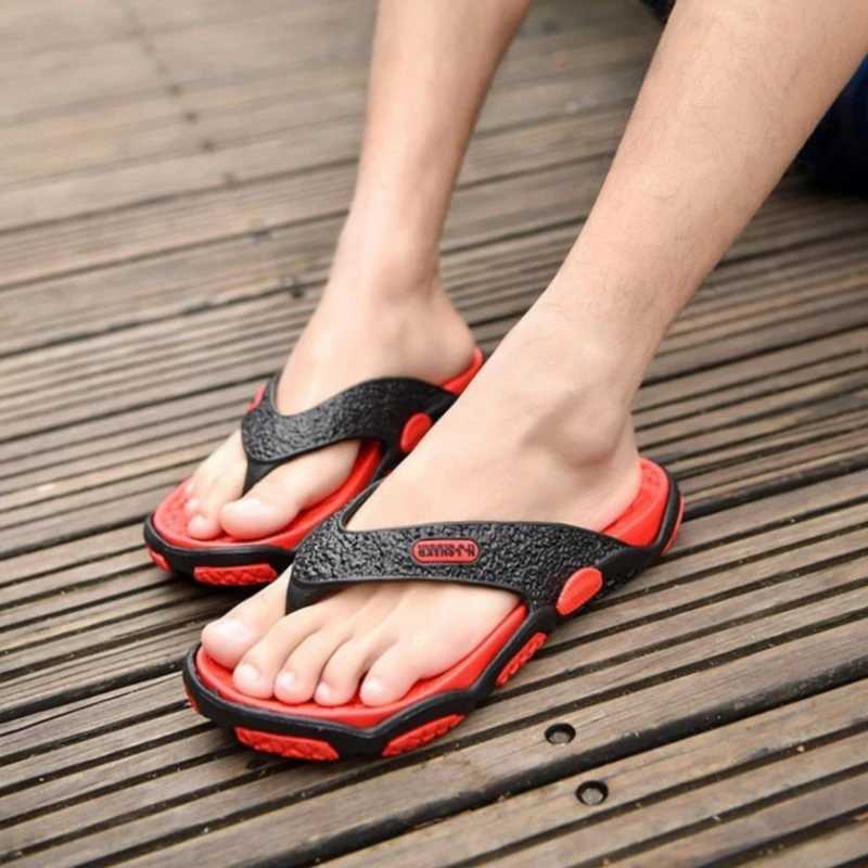 

Men Slippers Summer Breathable Non-slip Beach Shoes Fashion Flat Wear-resistant Sandals Mens Massage Flip Flops