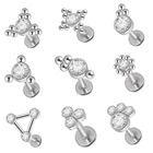 9 шт.лот G23 титановое и стальное кольцо для губ с фианитами треугольное кольцо для губ Кристальный кластер для хряща уха Козелка завитка ушной раковины пирсинг винт подходит для Top 16g