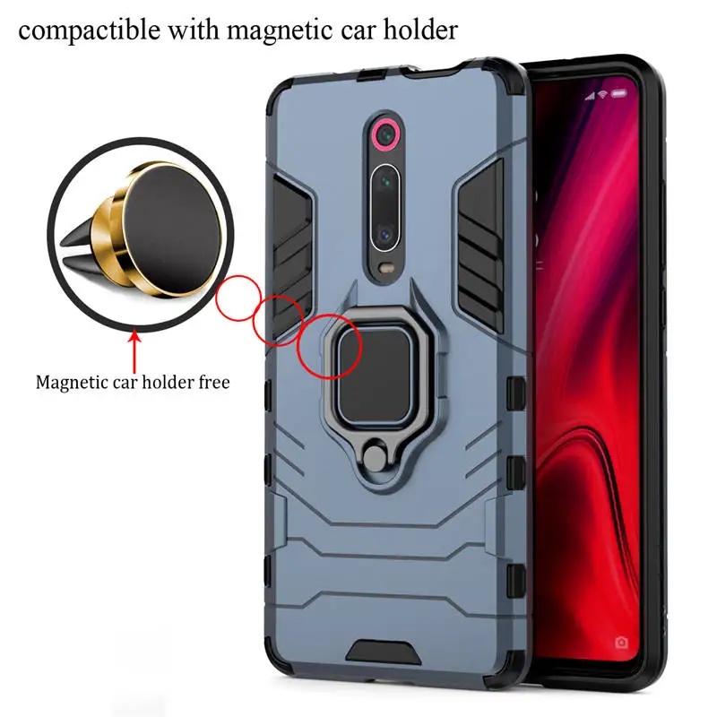 Navy and Car holder Чехол для Xiaomi mi 9 T mi A3 K20 Red mi Note 8 Pro 7, металлическое кольцо-держатель для Funda Xiaomi mi 9 T Pro Чехол T9 mi 9 Lite mi 9 T Pro - Цвет: Navy and Car holder