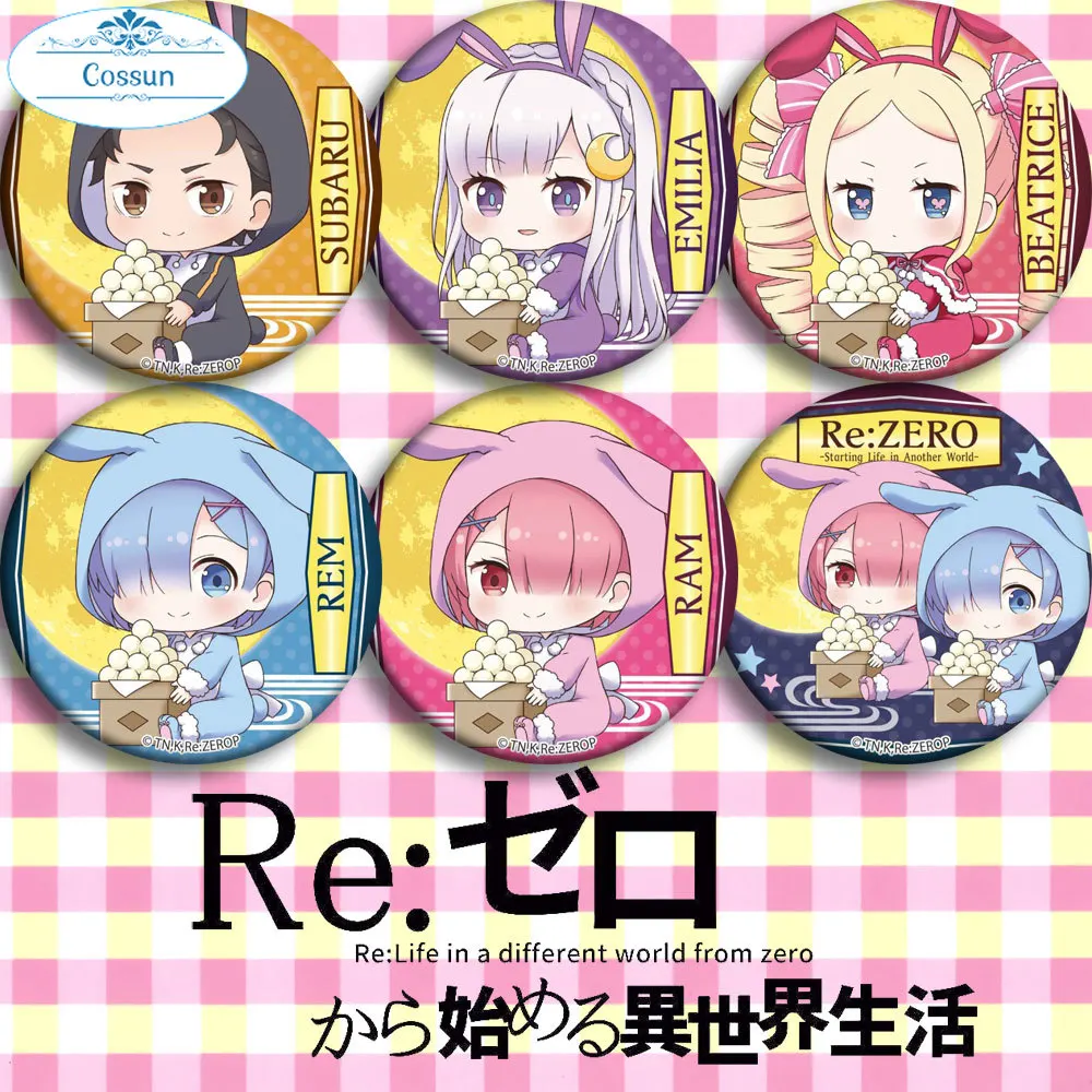 

Anime RE:ZERO Badges on a Backpack Emilia Ram Rem Anime Icons Pins Badge Decoration Brooches Metal Badges For Clothes DIY Badges