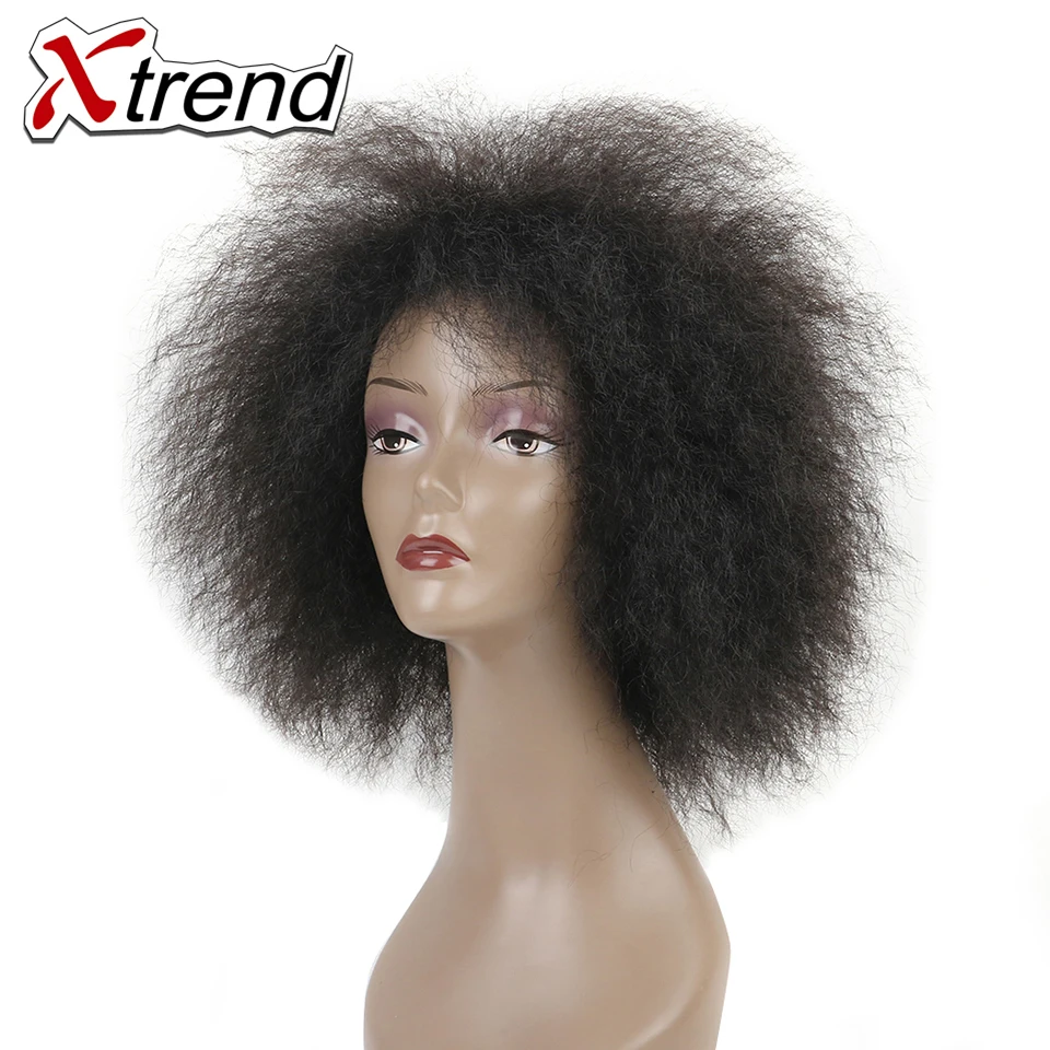 Xtrend короткий синтетический афро кудрявый парик для африканских женщин пушистые волосы черный коричневый Регулируемый высокотемпературный волокно