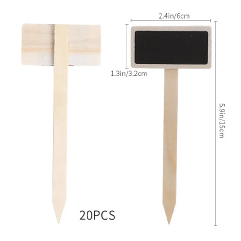 

20PCS Durable Mini Wooden Chalkboard Creative Blackboard Signs Garden Flowers and Plants Tags House Decorations