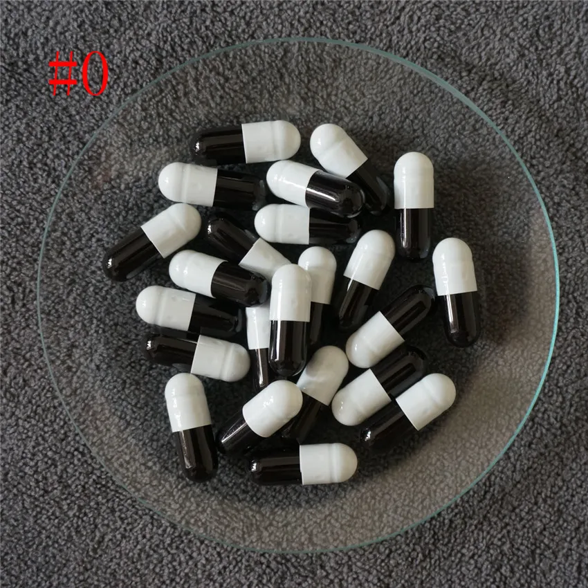 

1000/2000/3000/5000/10000pcs 0# Black-White High quality joined or separated Empty Capsules capsules hollow gelatin capsules