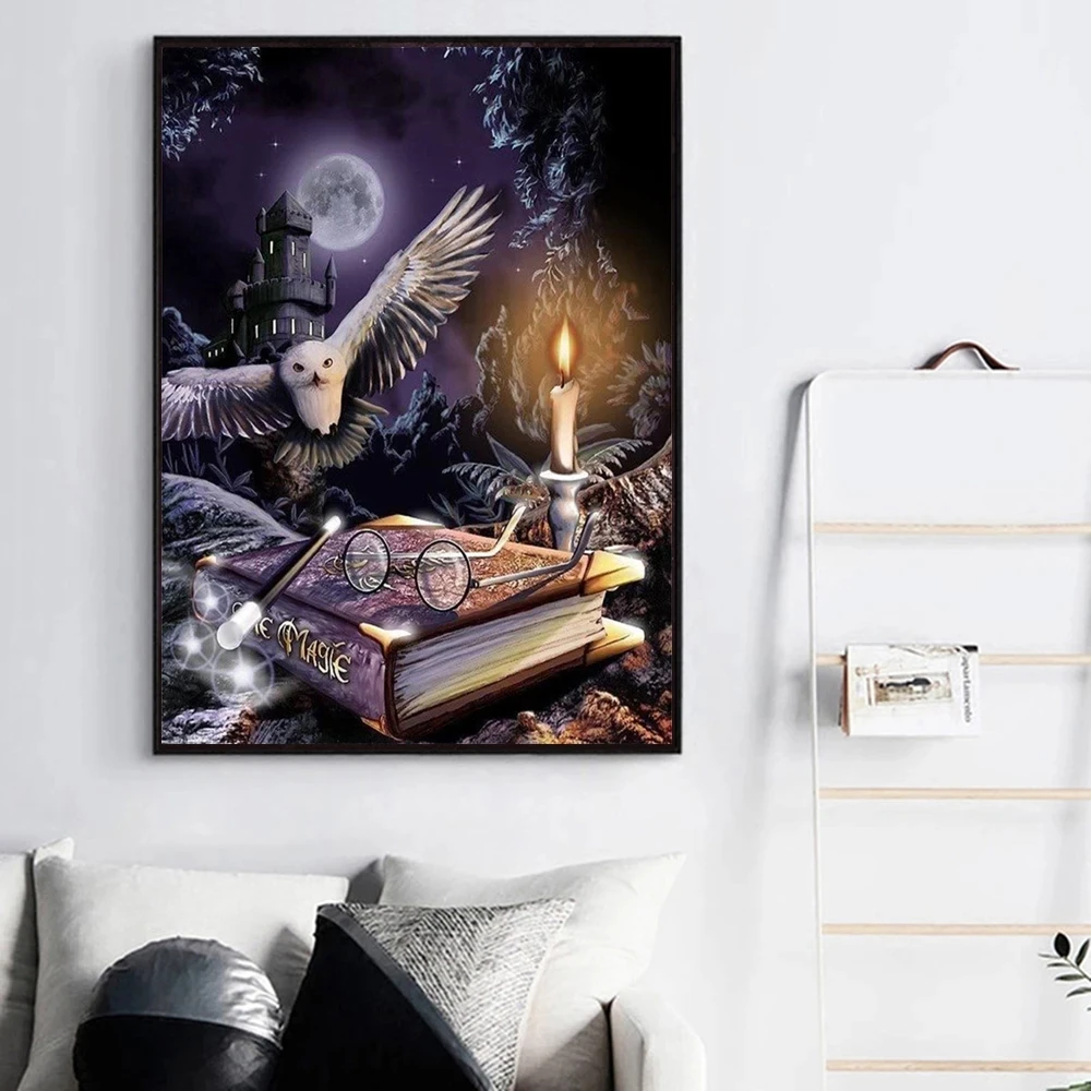 

Картина-мозаика 5D "сделай сам" с изображением совы, волшебная книжка, подарок на день рождения, украшение для дома и спальни