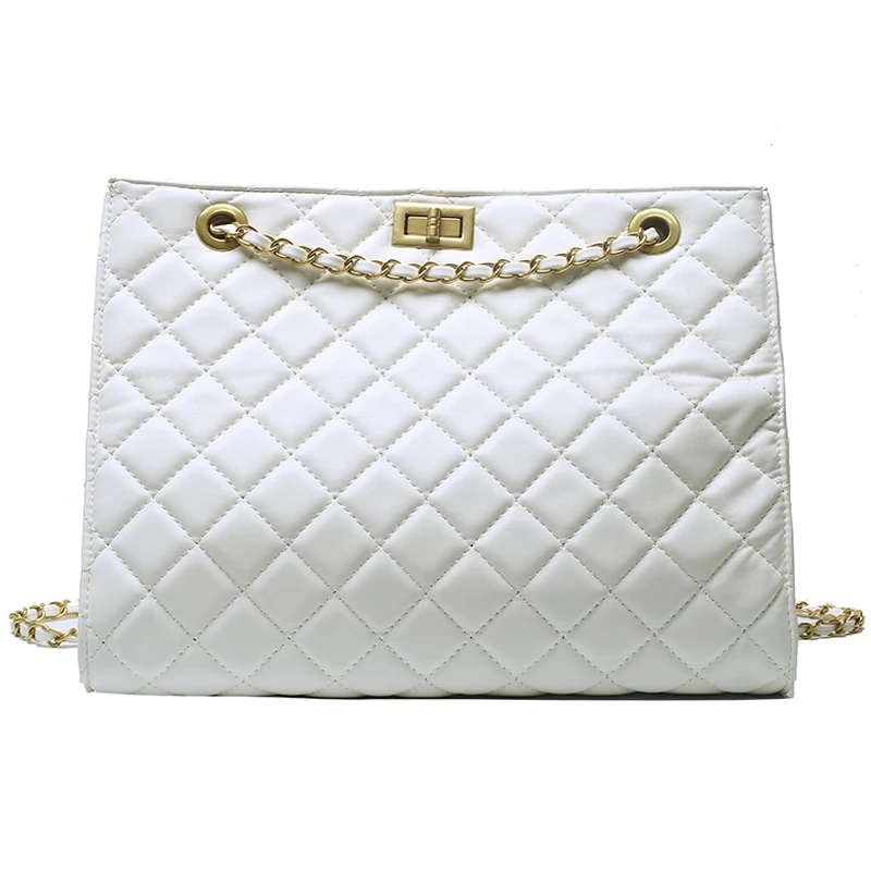 

Lattice Large Tote bag 2020 Fashion New Quality PU Leather Women's Designer Handbag Large capacity Chain Shoulder Messenger Bag