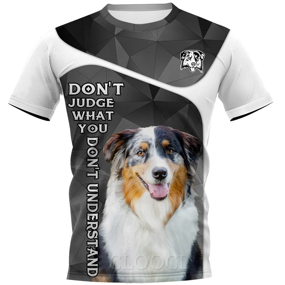 

CLOOCL Australian Shepherd T-shirts 3D Graphic Don't Judge Animals Tees Pets Dogs Casual Pullovers Harajuku T-shirt Men Clothing