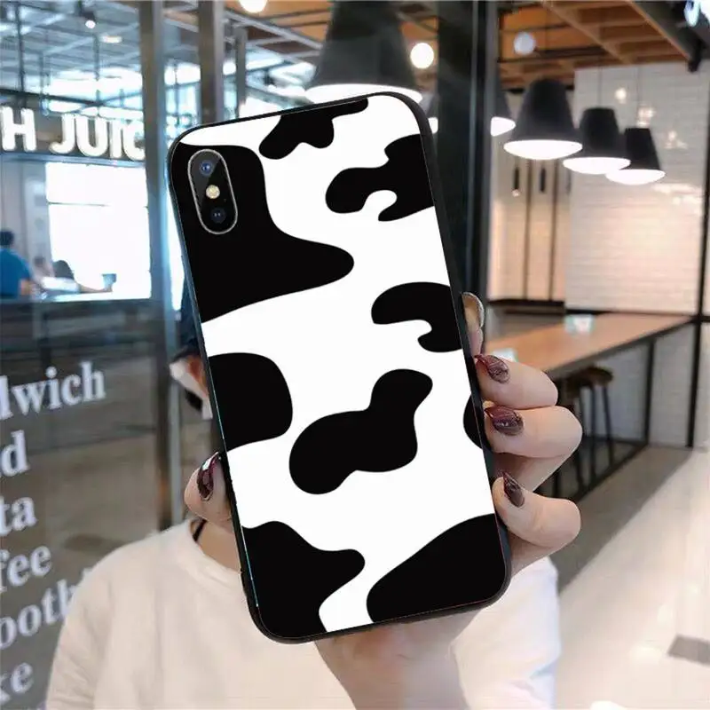 

White Black Cow Symbol Pattern Print Phone Case for iPhone 11 12 pro XS MAX 8 7 6 6S Plus X 5S SE 2020 mini