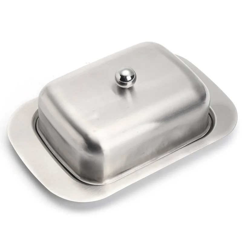 

Stainless Steel Storage Container With Transparent Lid For Butter Storage Cheese And Bread Tray