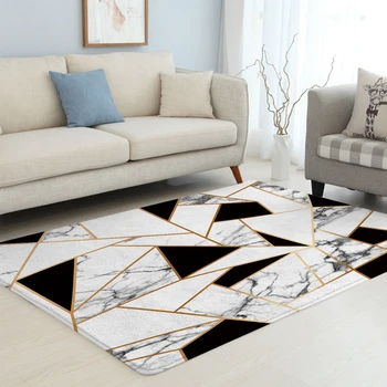 BlessLiving Marble Large Carpet for Living Room White Black Golden Soft Floor Mat Modern Area Rug Geometric Alfombra Dropship 2