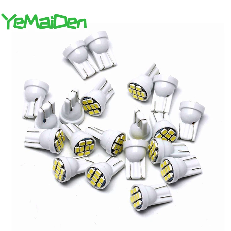 Лампа светодиодная Автомобильная W5W T10 8 SMD 12 В 6000K 5W5 светодиодный 10 шт.|Сигнальная