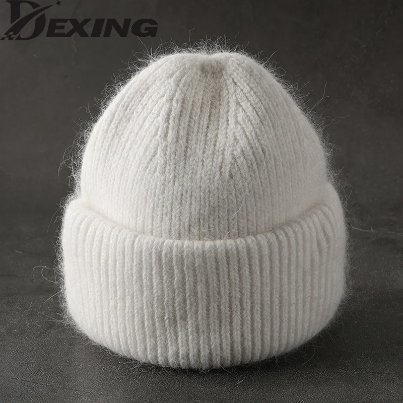 

Новинка, однотонная зимняя шапка Wo для мужчин и женщин, шапки из натурального кроличьего меха, вязаная шапка для мужчин и женщин, теплые шапо...