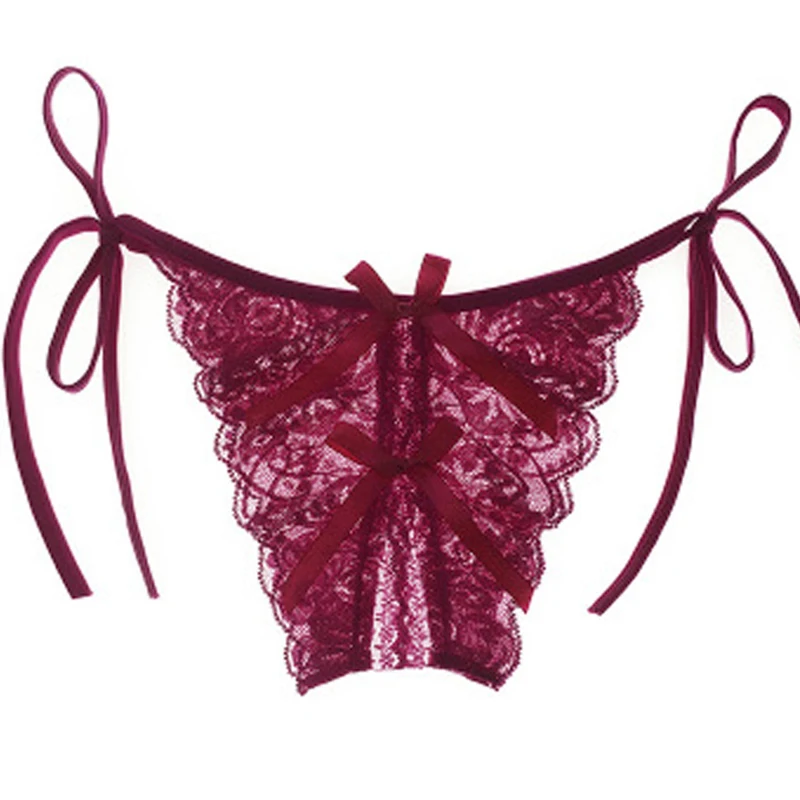 

2020 New Lady Thongs Sexy Lingerie Girl Lace Transparent Bandage Adjustable Thong Plus Size Lingere Panties Women