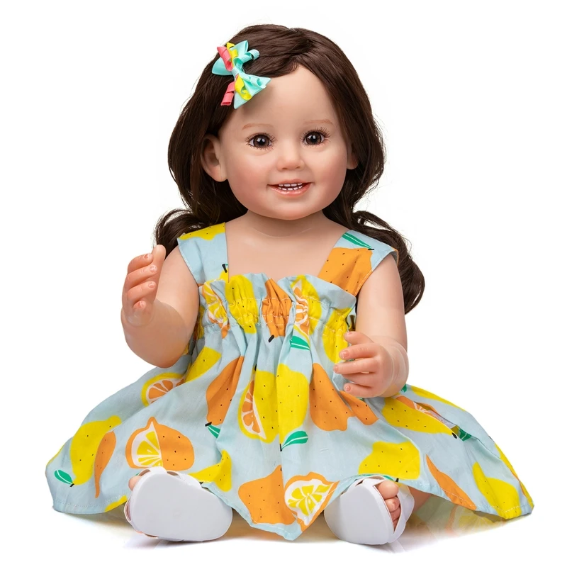 

D7WF 55cm/21in Waterproof Cuddle Doll with Rooted Hair Vinyl Body Vivid Caucasian Reborn for Infant Baby Girls Boys Companies