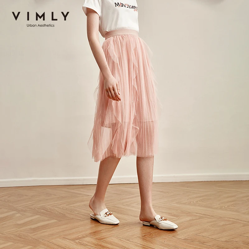 Женская винтажная офисная юбка Vimly элегантная однотонная драпированная Юбка До