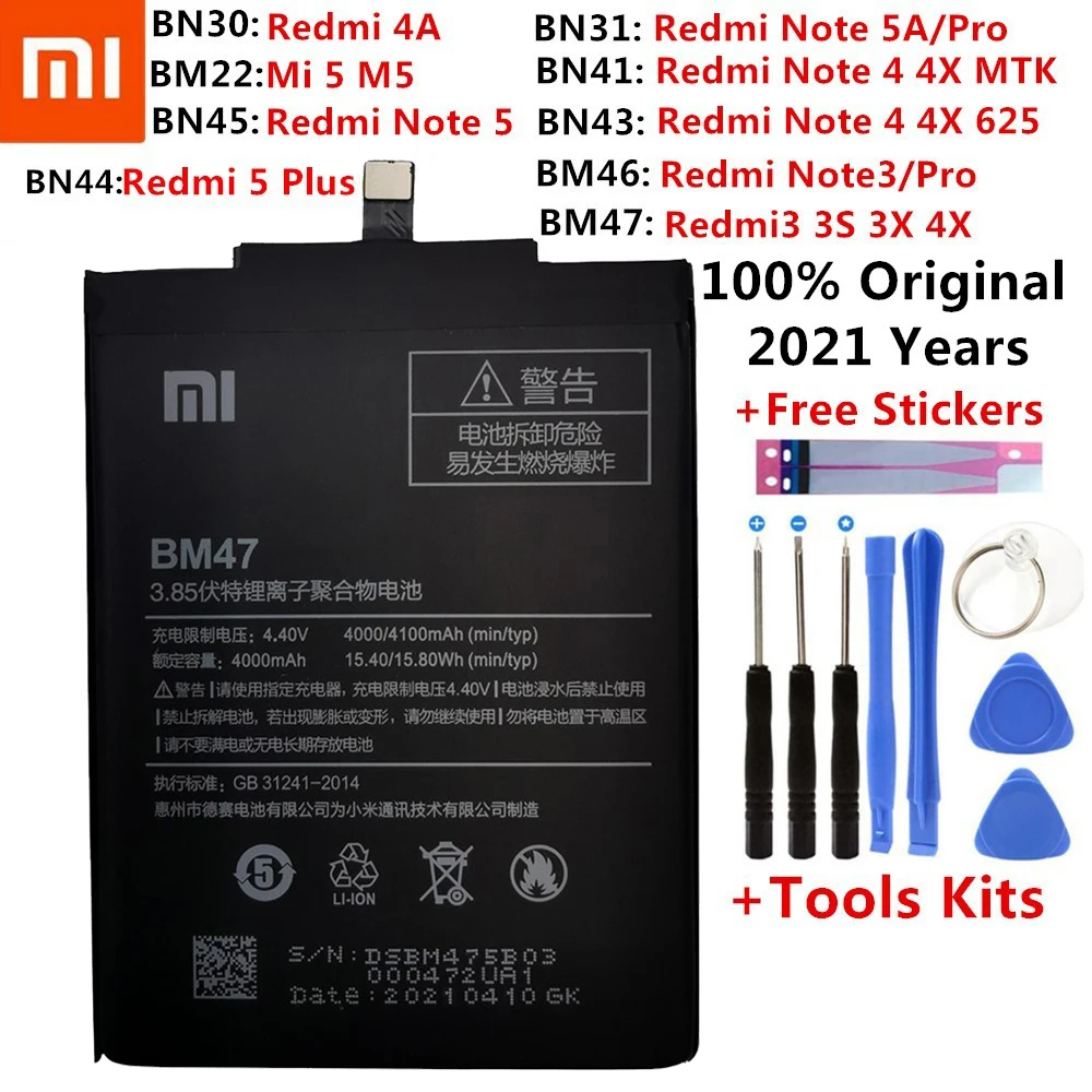Оригинальный XiaoMi запасная батарея для Xiaomi Redmi Note 2 3 3S 3X 4 4X 4A 5 5A 6 6A 7 Pro Plus Mi6 Mi4c Mi5 Mi 5X 5S
