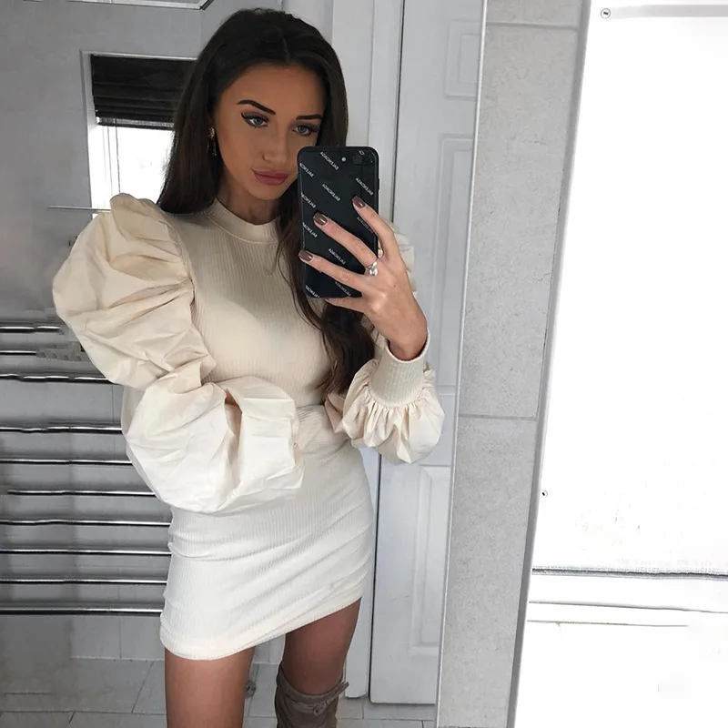 Женское мини платье Jurken винтажный буф рукав туника для женщин Vestidos Roupas Feminina облегающие платья женское элегантное платье