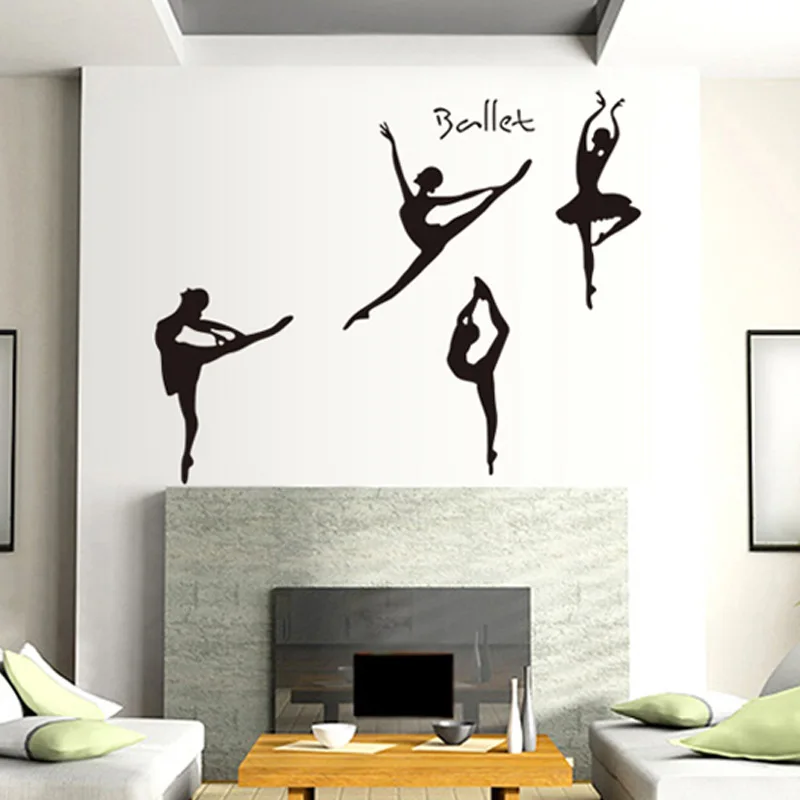 

Балетная Наклейка на стену, самоклеящийся фон, декоративные бумажные наклейки, настенные наклейки, наклейки на стену в детскую комнату, нак...