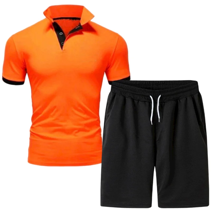 

2 Piece Set Men's T-shirt Shorts 12 Summer Polo Short-sleeved Trousers Thin Pants Sportswear Men's Basketball Shirt